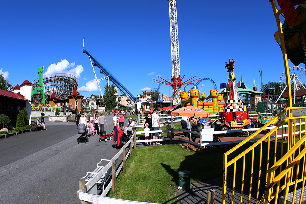 people in an amusement park