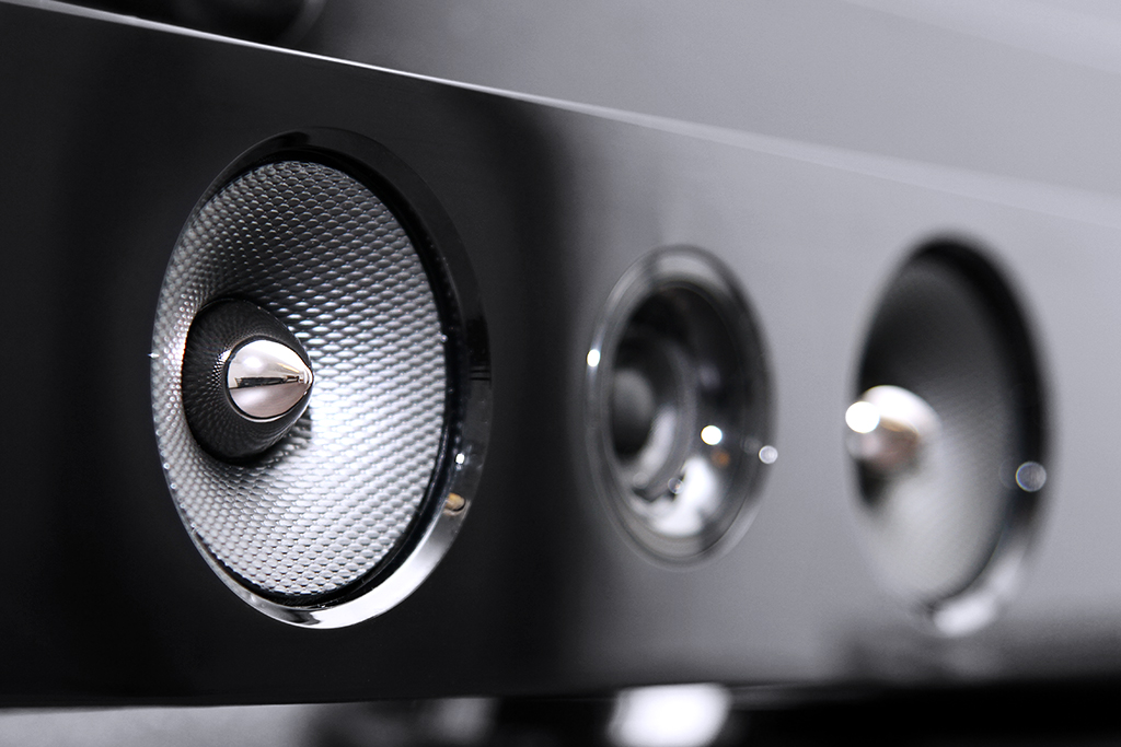 closeup of soundbar speaker